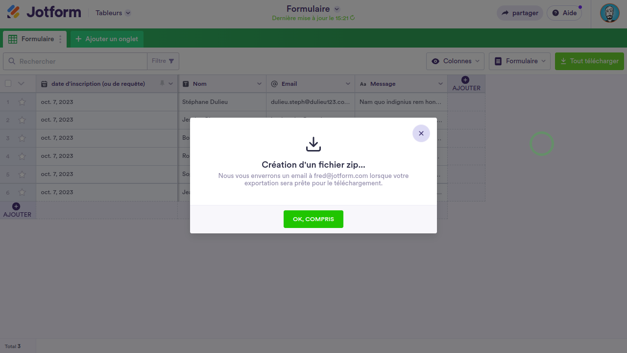 Comment télécharger les soumissions de votre formulaire au format Excel/CSV/PDF Image-2