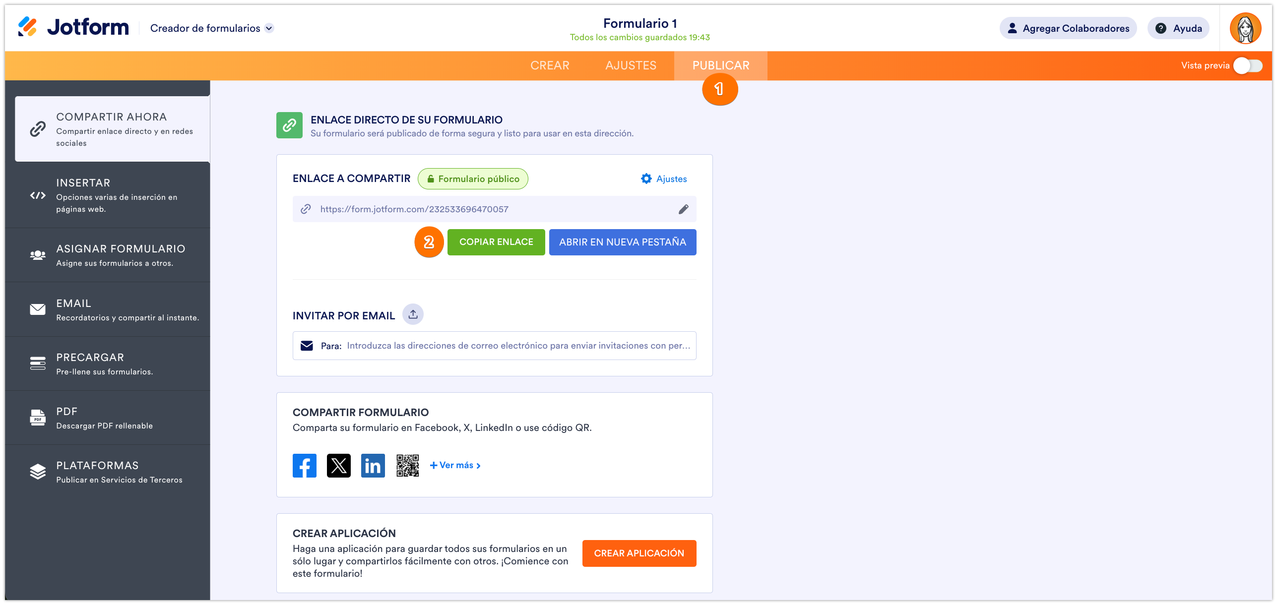Dónde encontrar el URL de su formulario Image-1