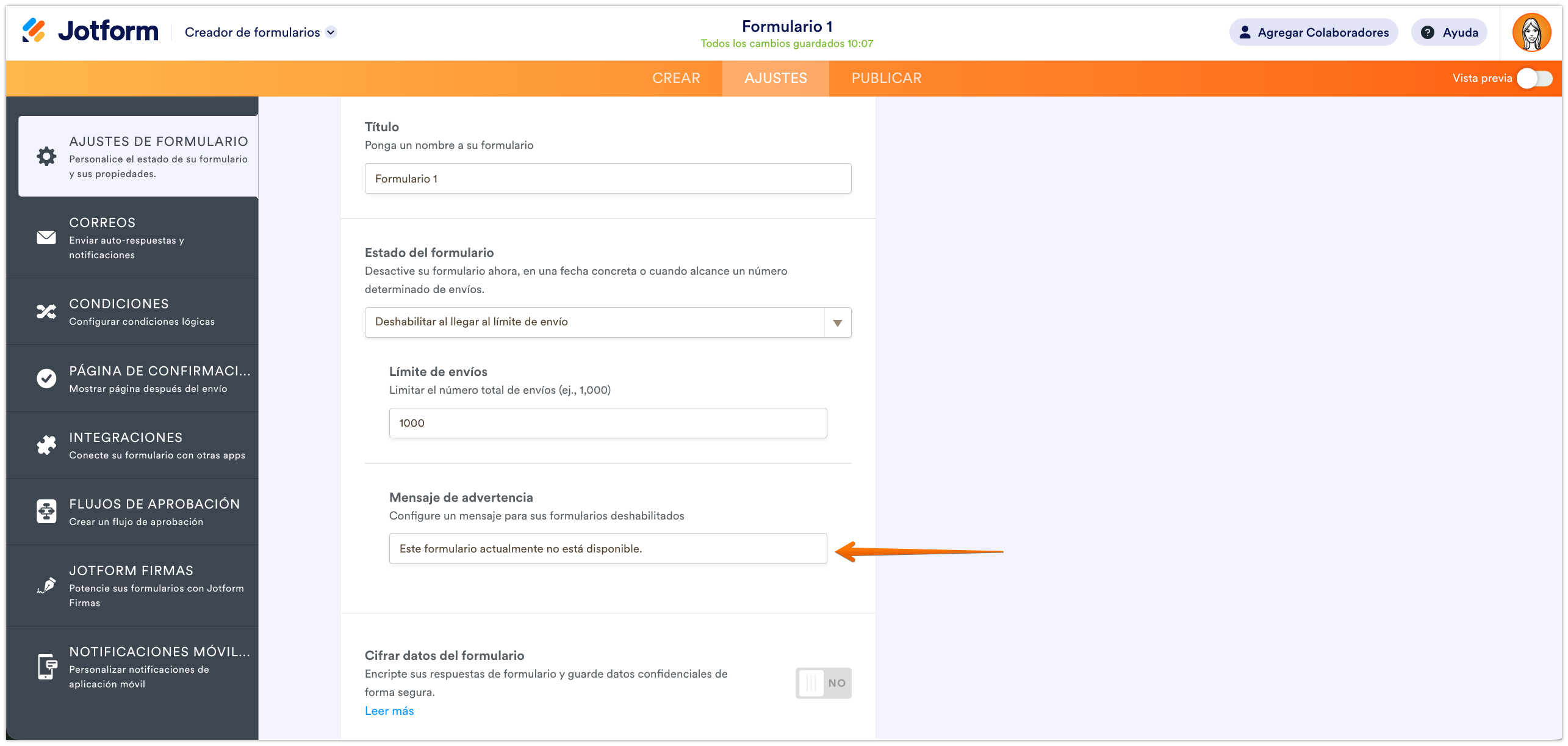 Cómo añadir tiempo y límites de respuesta a los formularios Image-5