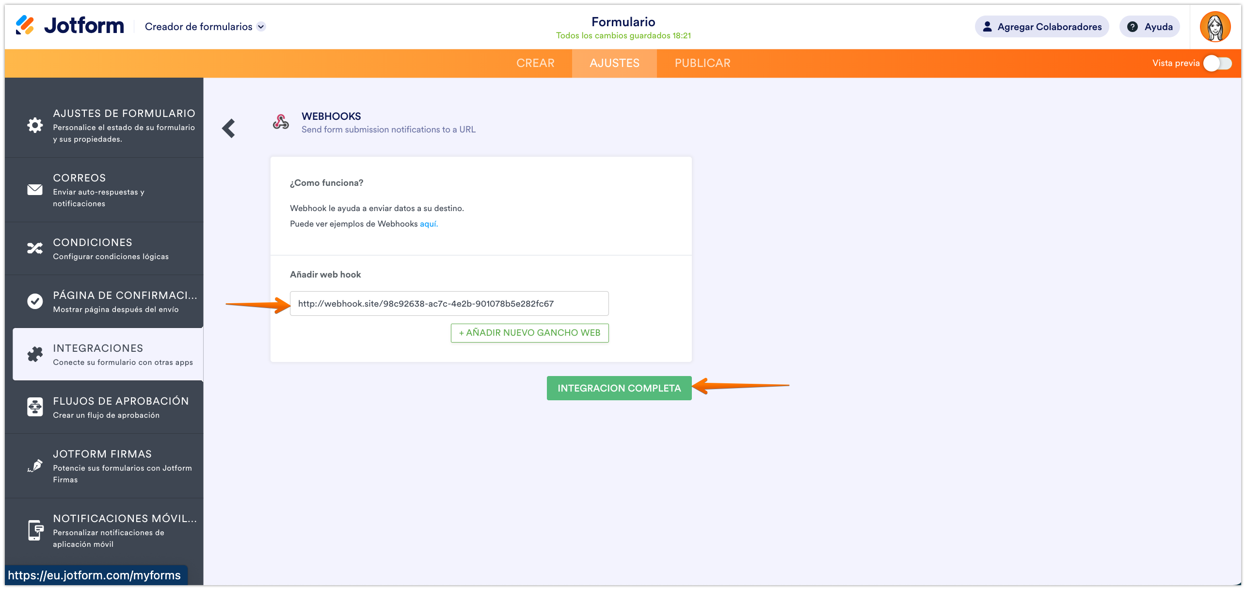 Cómo configurar un Webhook con Jotform Image-2