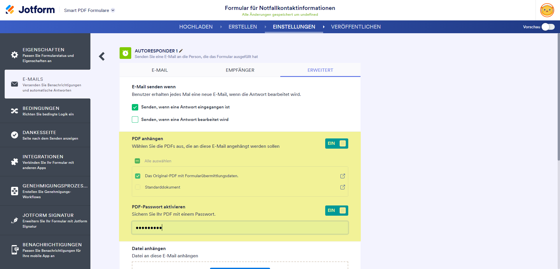 Wie Sie ein Passwort für einen PDF-Anhang einrichten? Image-2