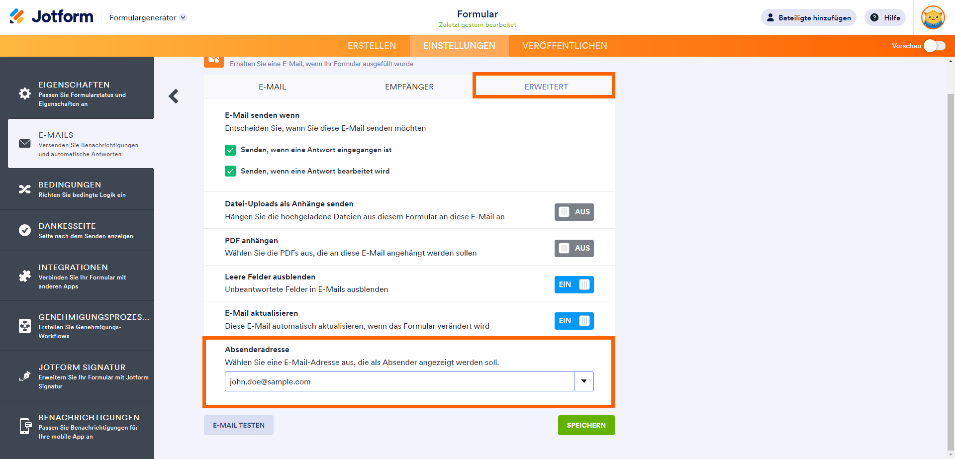 Einstellen der Absender-E-Mail-Adresse mit Mandrill-Konto Image-12