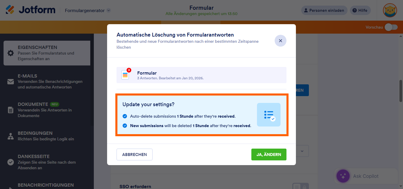 Automatisches Löschen der Formularantworten Image-18