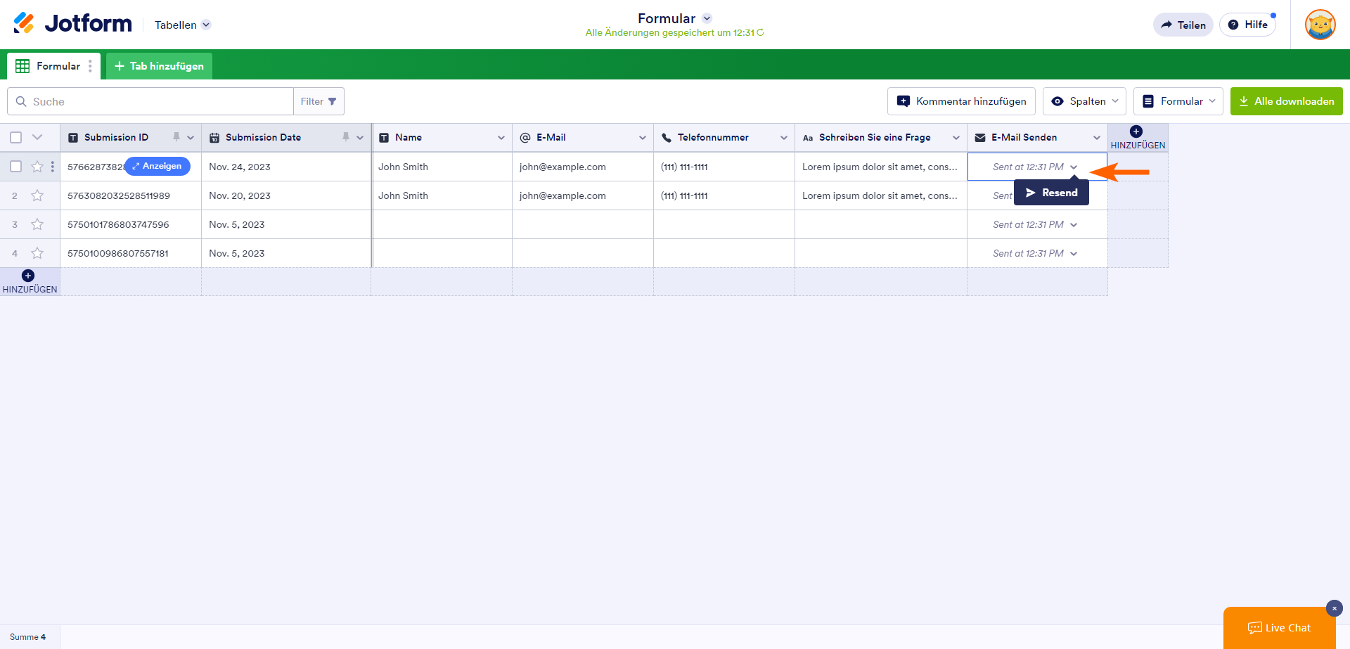 Was sind Jotform Tabellen Aktions-Buttons? Image-3