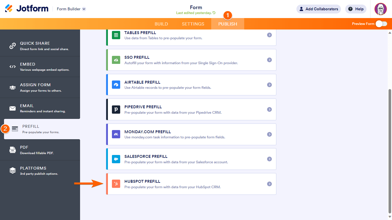 Pasos para crear un prellenado de HubSpot