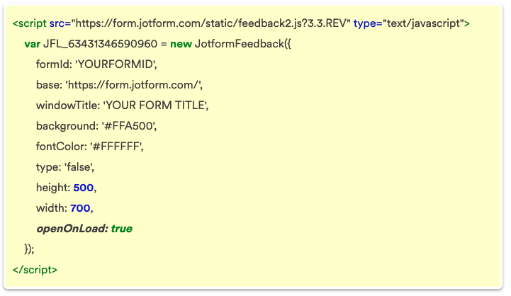 Inserting openOnLoad:true Code on the Lightbox Code