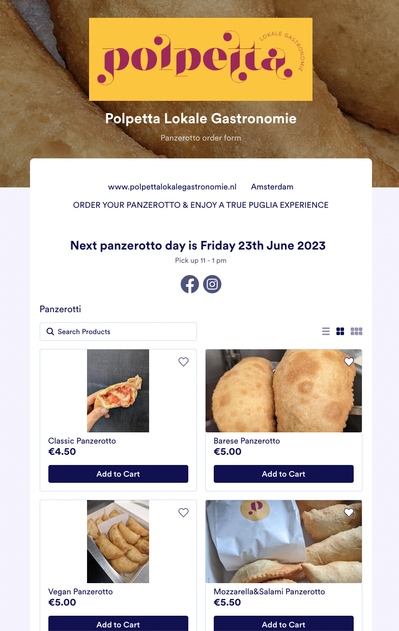 Form of Polpetta Lokale Gastronomie in the Jotform Store Builder