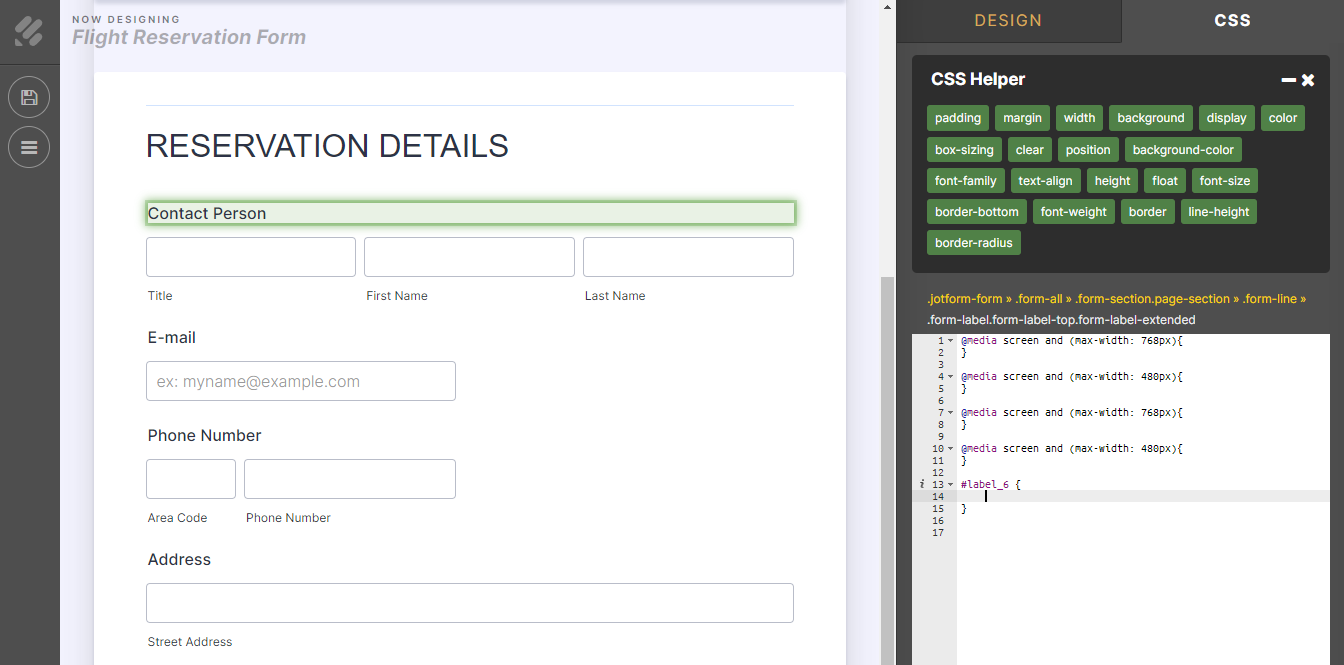 Customizing the Contact Person Field Header with CSS Helper