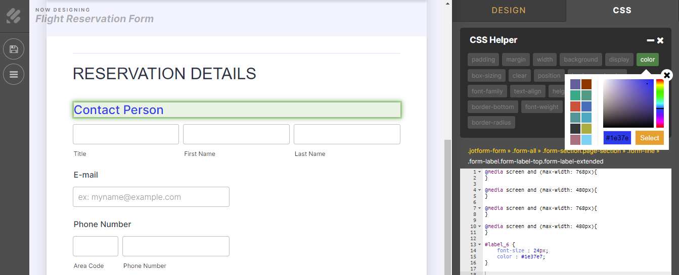 Customizing the Contact Person Header with CSS Helper