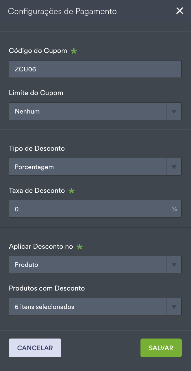Create Coupon Options Under the Payment Settings