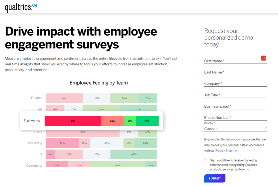 Qualtrics Employee Engagement Landing Page