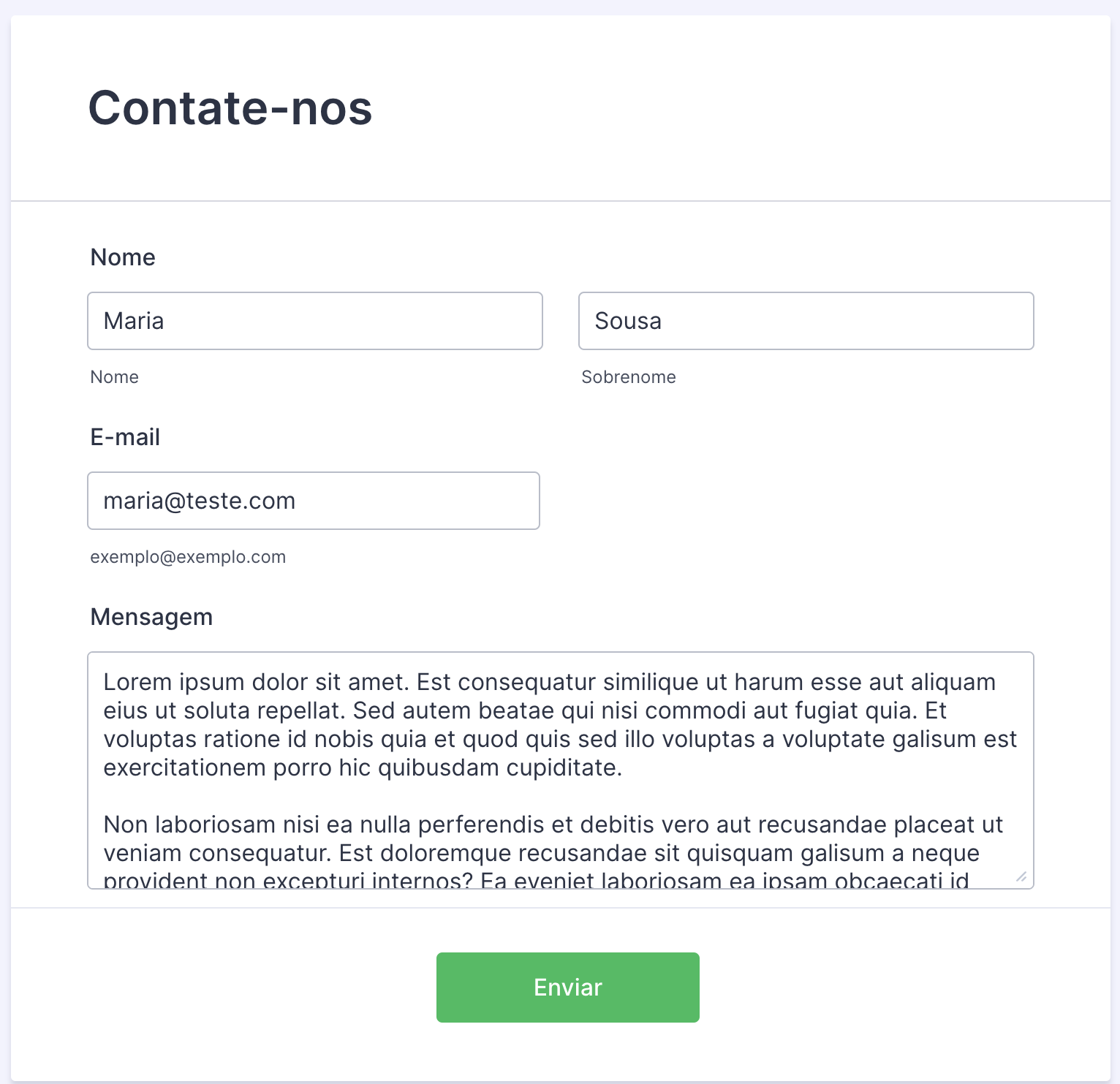 Formulário de contato