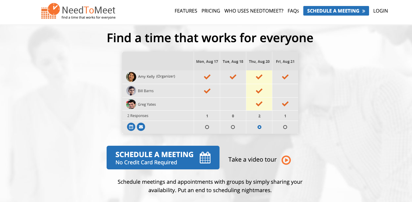 NeedToMeet Landing Page
