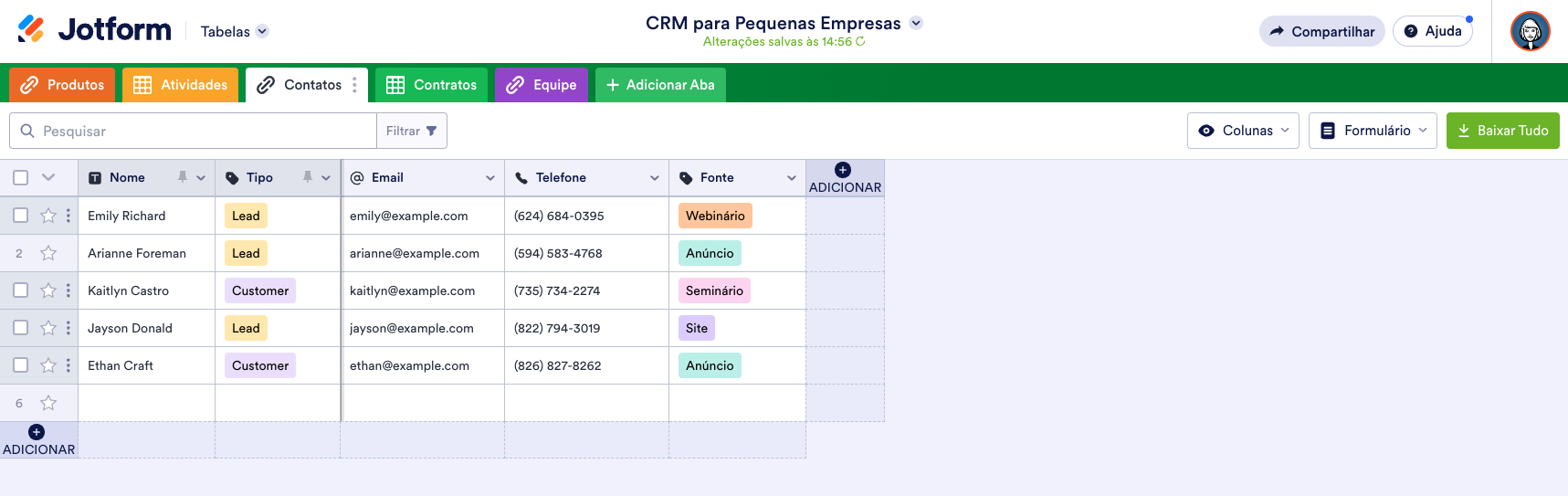 Modelo de CRM para Pequenas Empresas