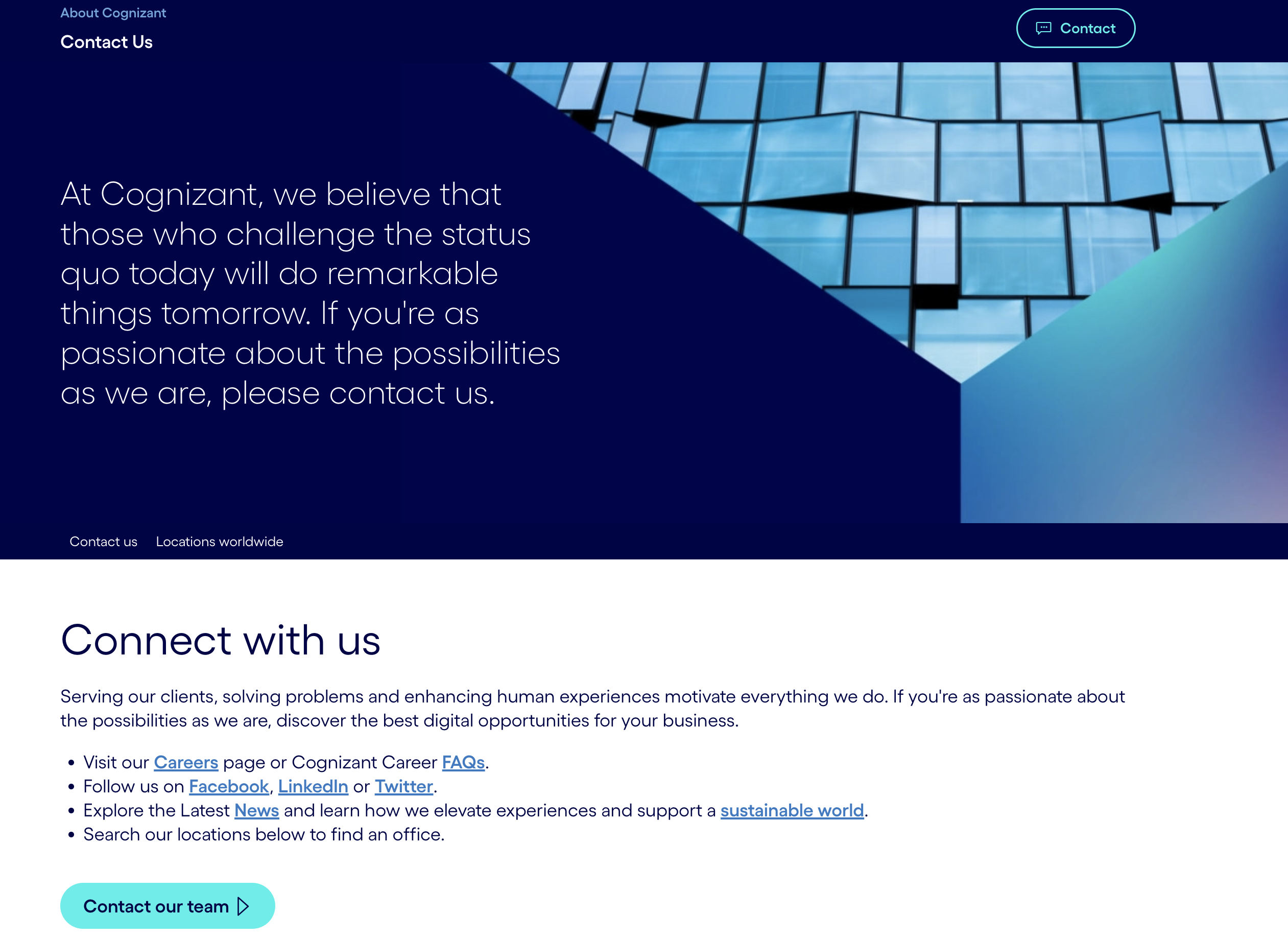 Cognizant Contact Us Page