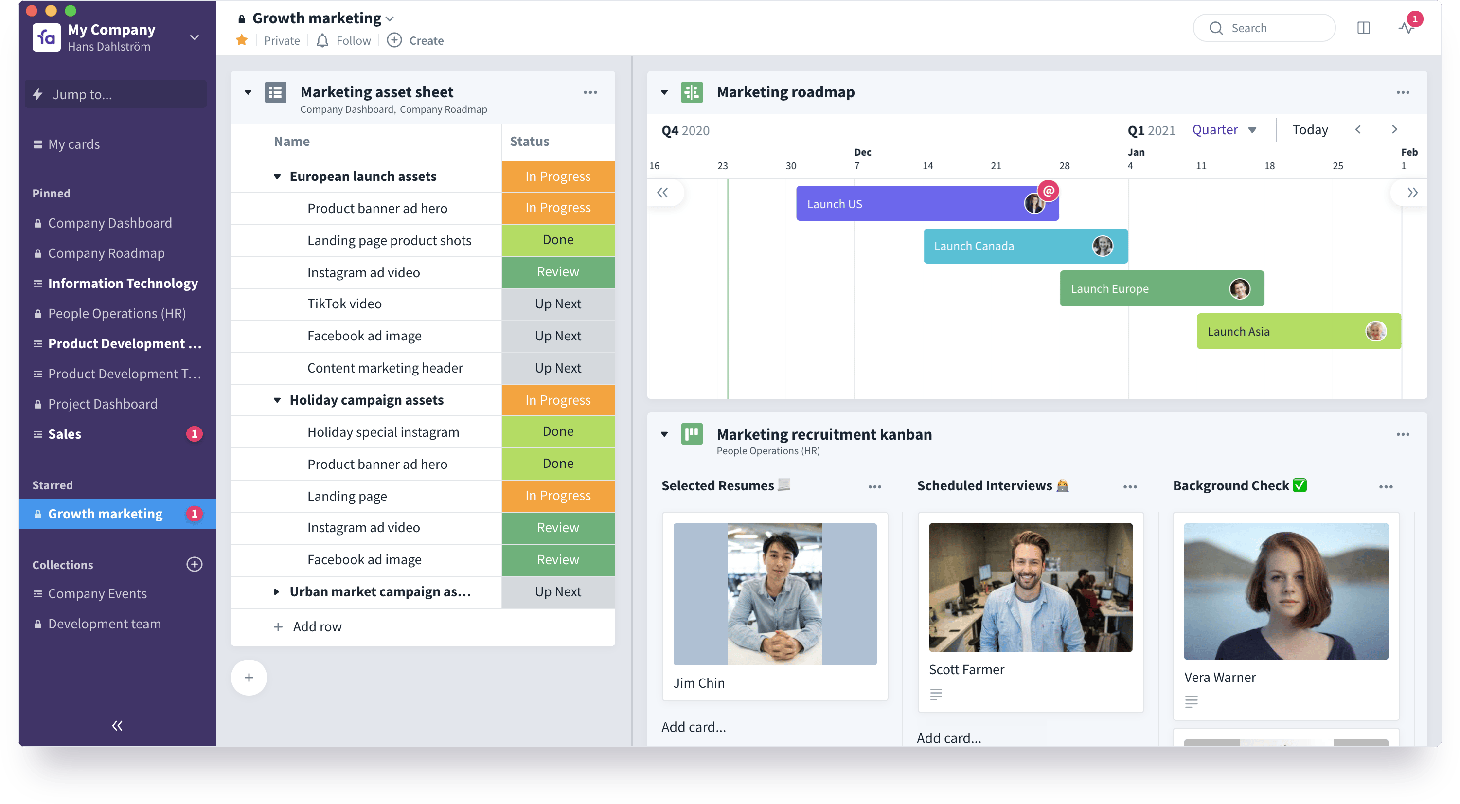 User Interface of Favro