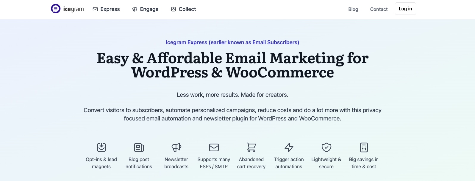 Icegram Express Landing Page