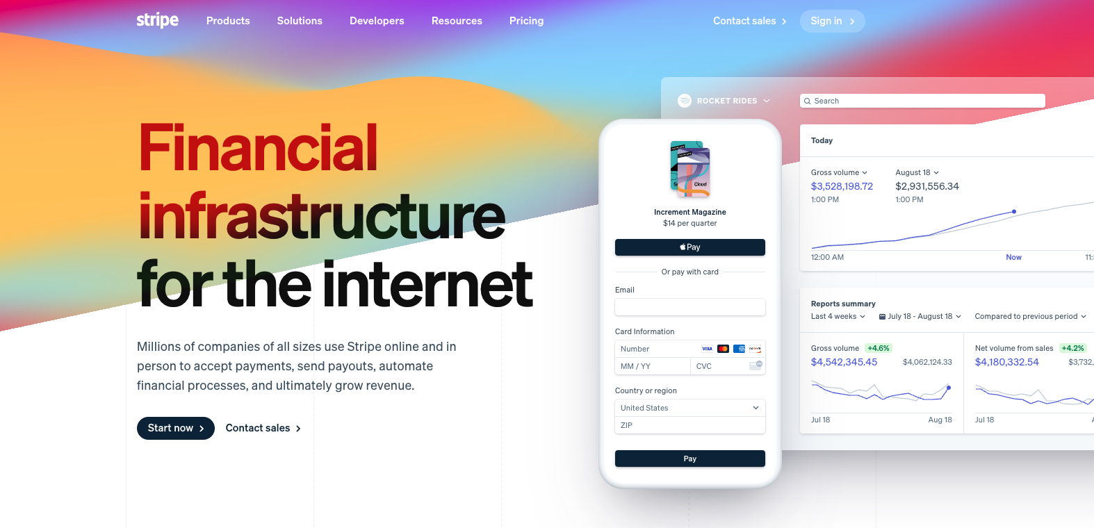 stripe landing page