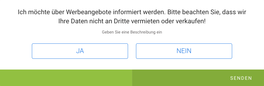 Beispiel für eine Ja-Nein-Frage im Terminanfrageformular