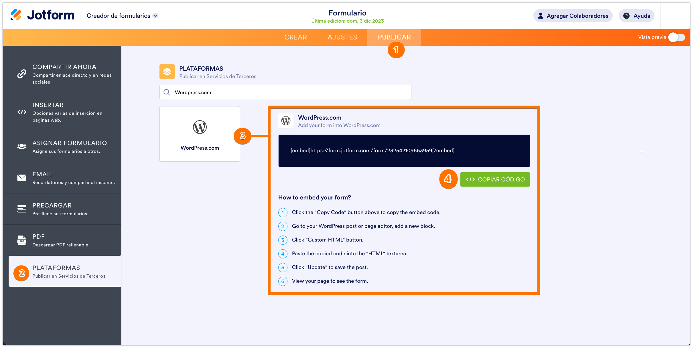 La guía para unir los formularios a Wordpress Image-11