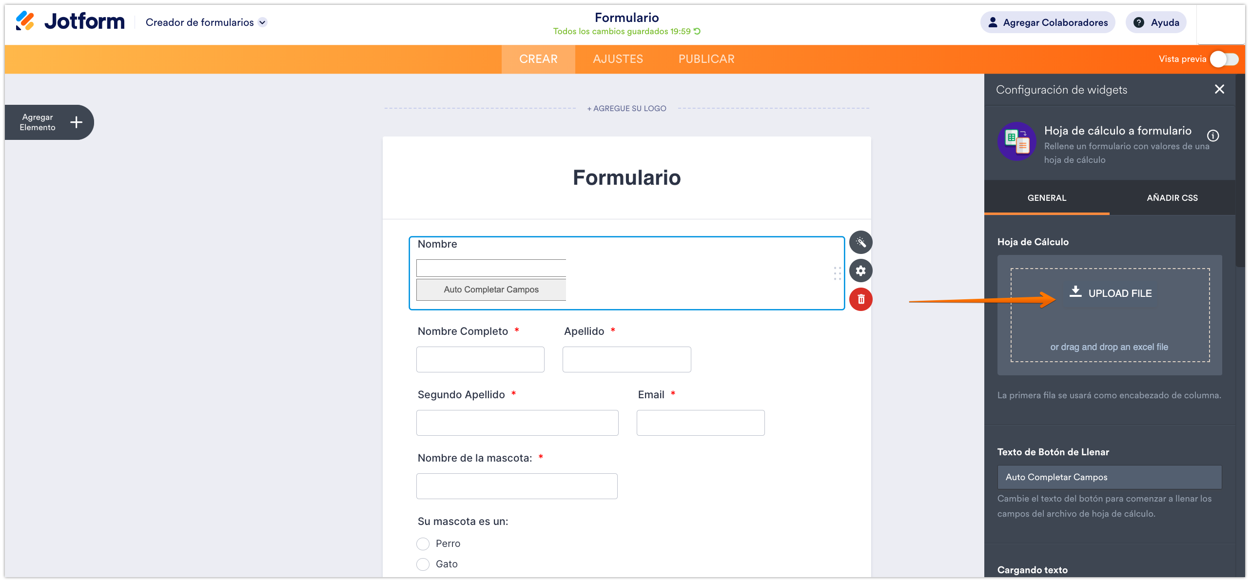 Cómo utilizar el widget de hojas de cálculo a formulario Image-4