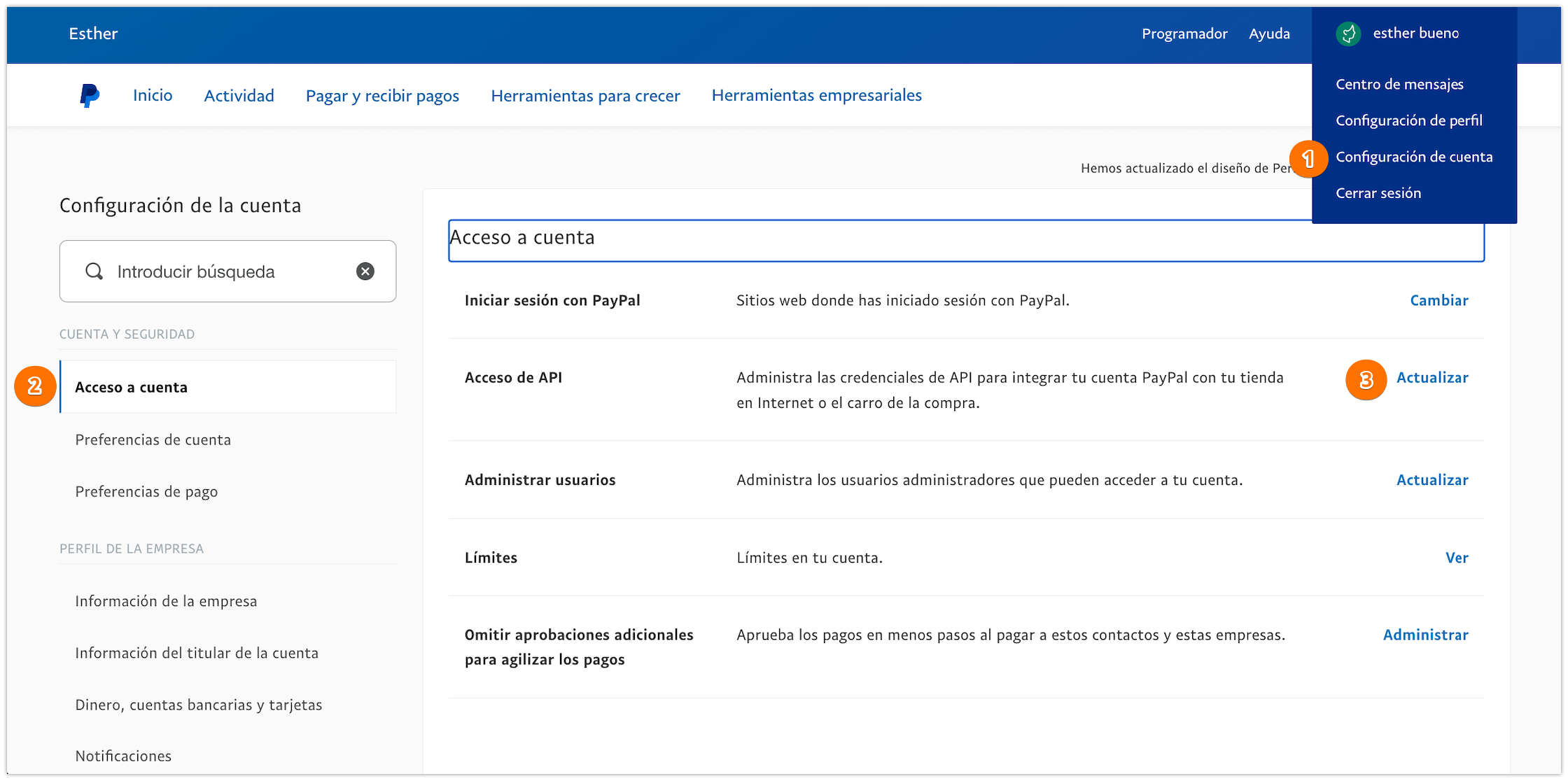 Cómo obtener credenciales API de PayPal Image-1