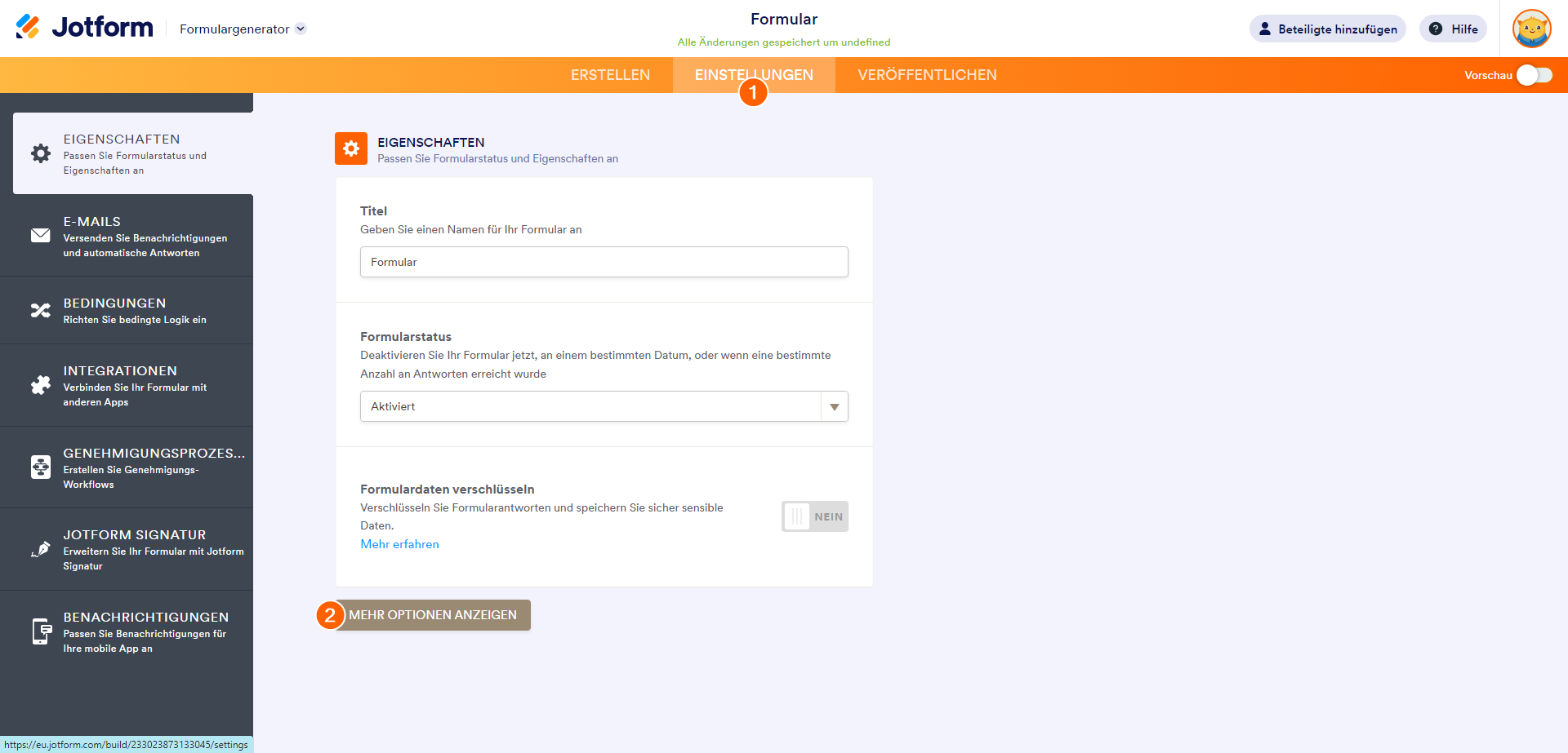 Wie Sie den Formulartitel und den Fortschrittsbalken in Jotform-Karten ausblenden Image-2