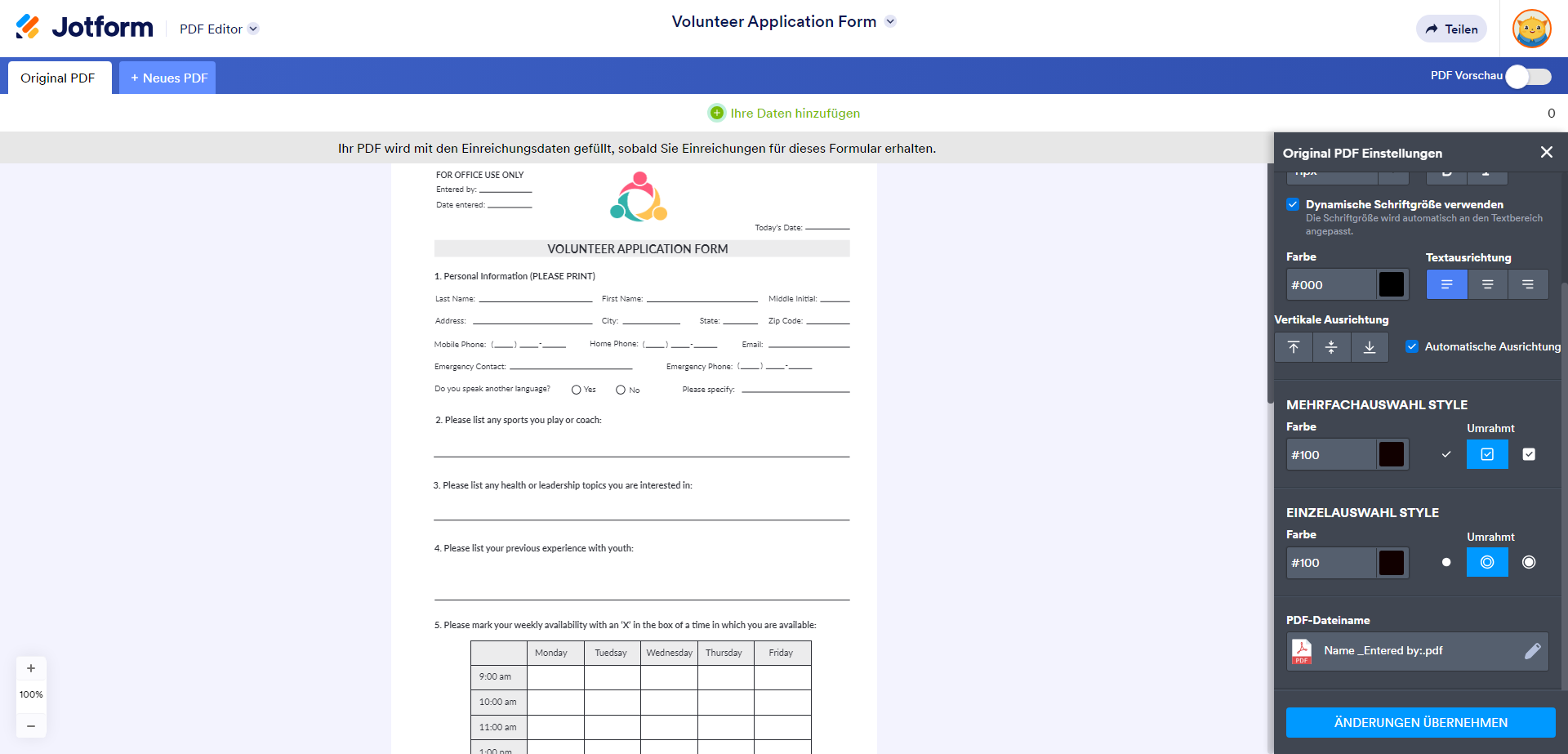 Wie Sie die Formatierung der Antworten im Original-PDF-Dokument ändern Image-3