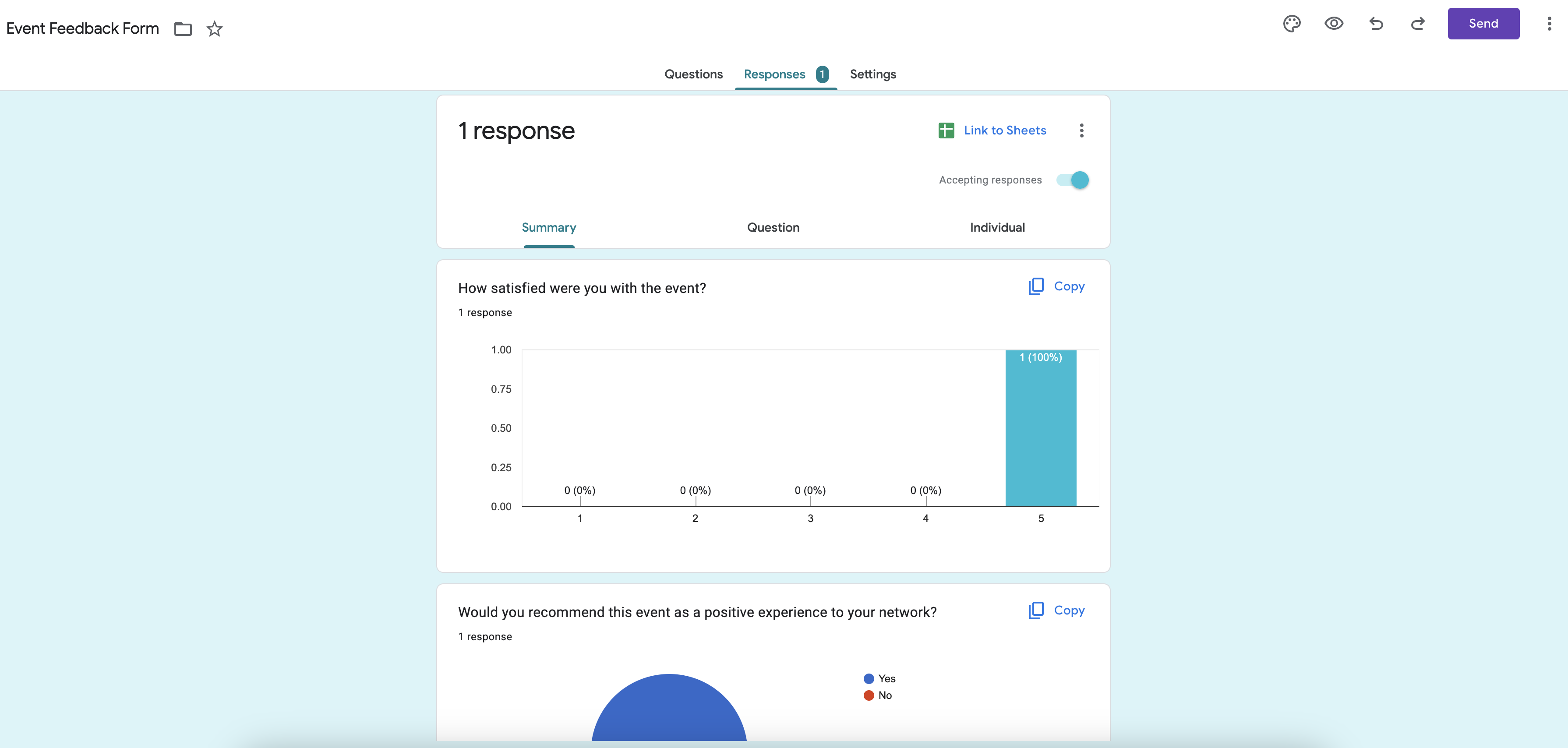 Data Pengiriman di Tab Tanggapan di Formulir Google