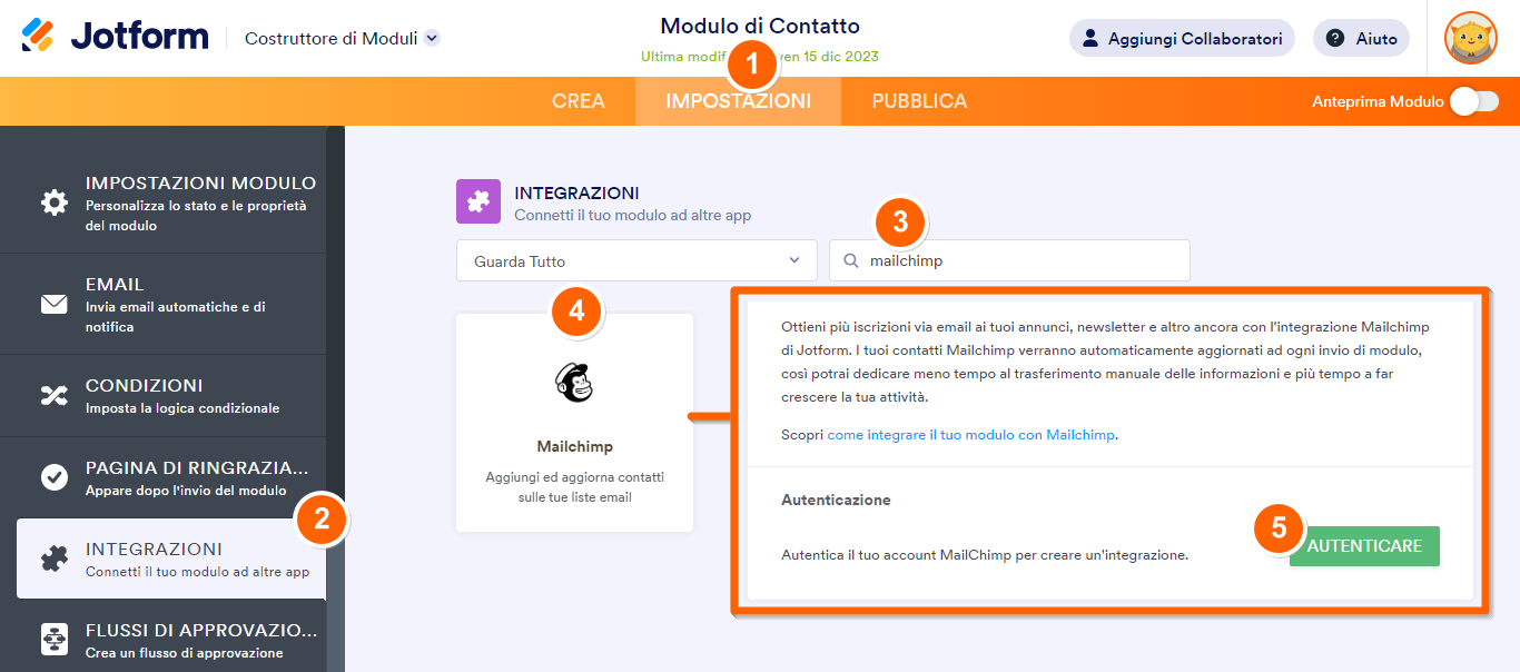 Come Integrare il tuo Modulo con Mailchimp Image-1
