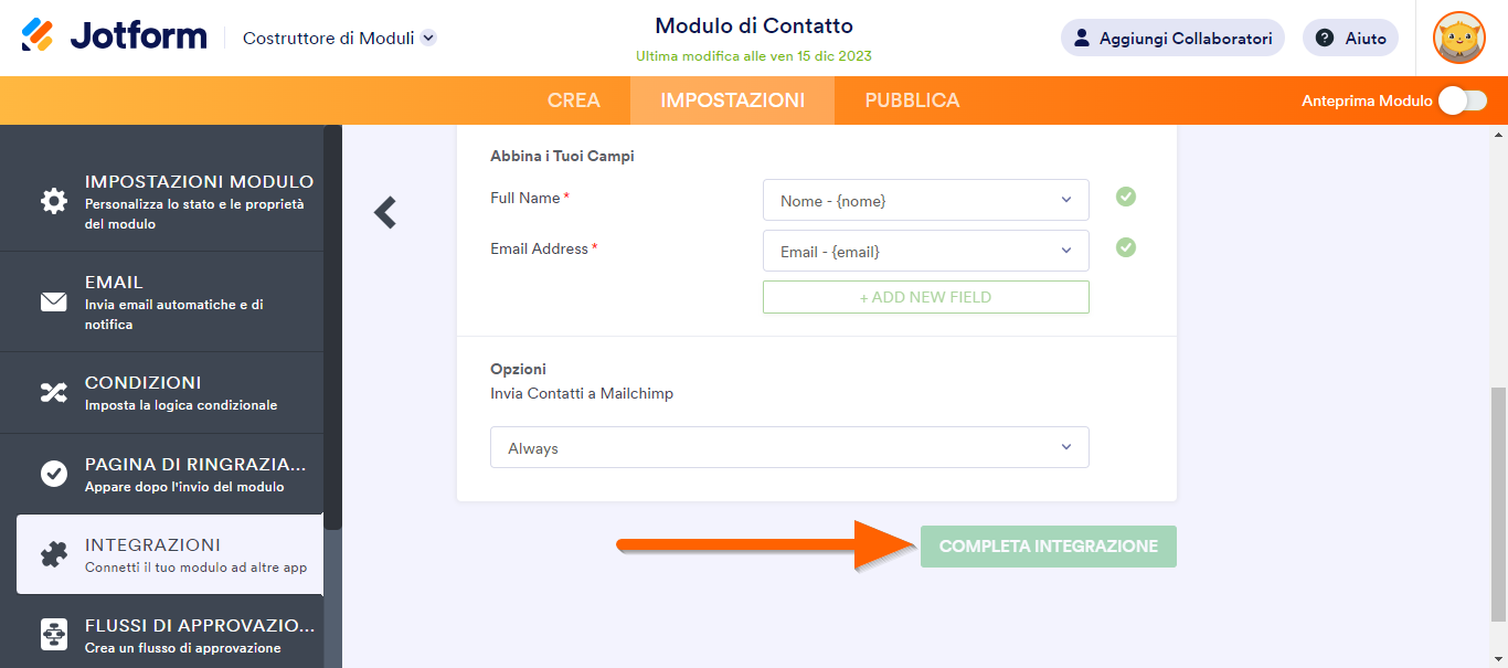 Come Integrare il tuo Modulo con Mailchimp Image-2