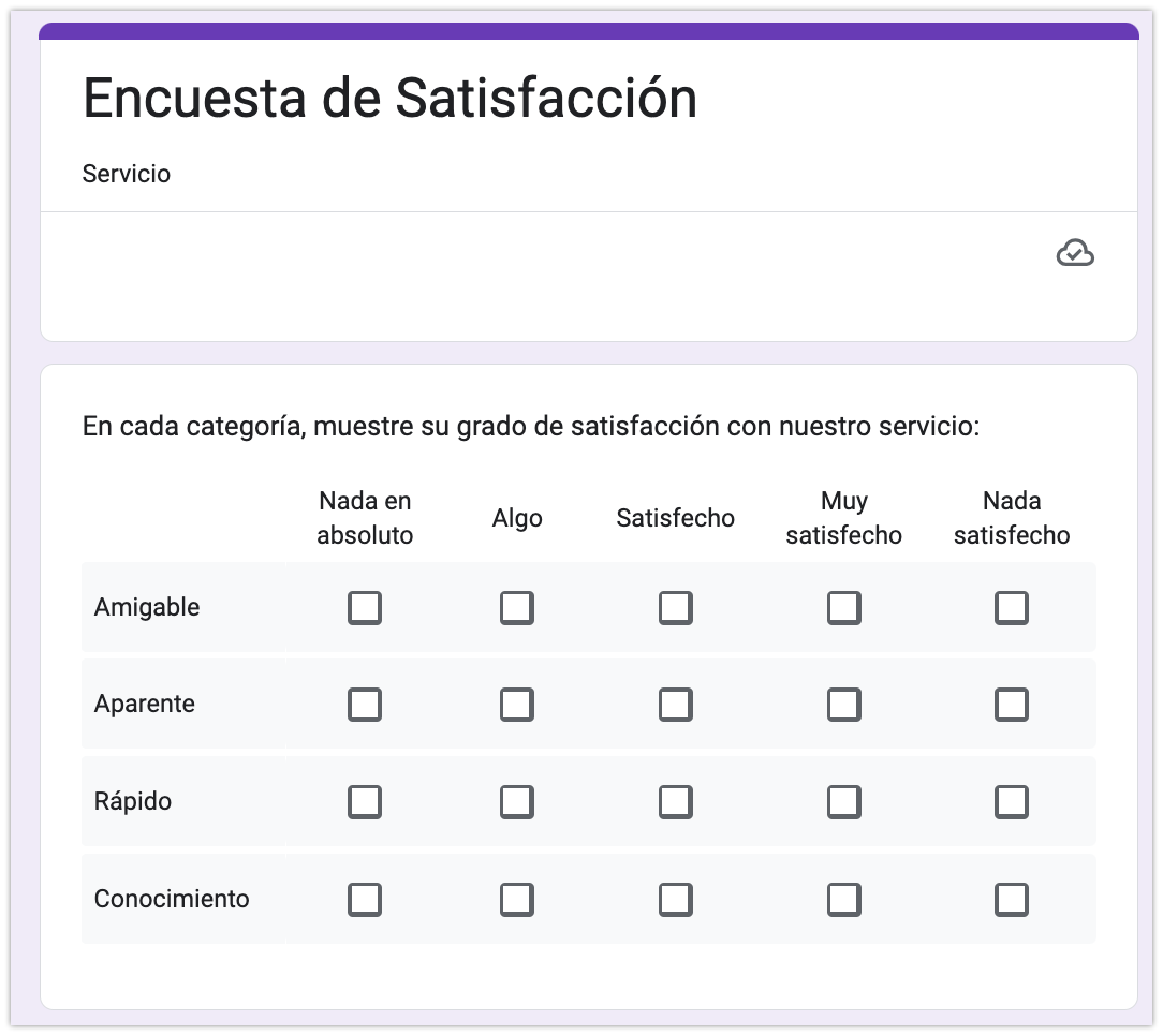 Cómo añadir una cuadrícula de varias opciones en Google Forms Image-1