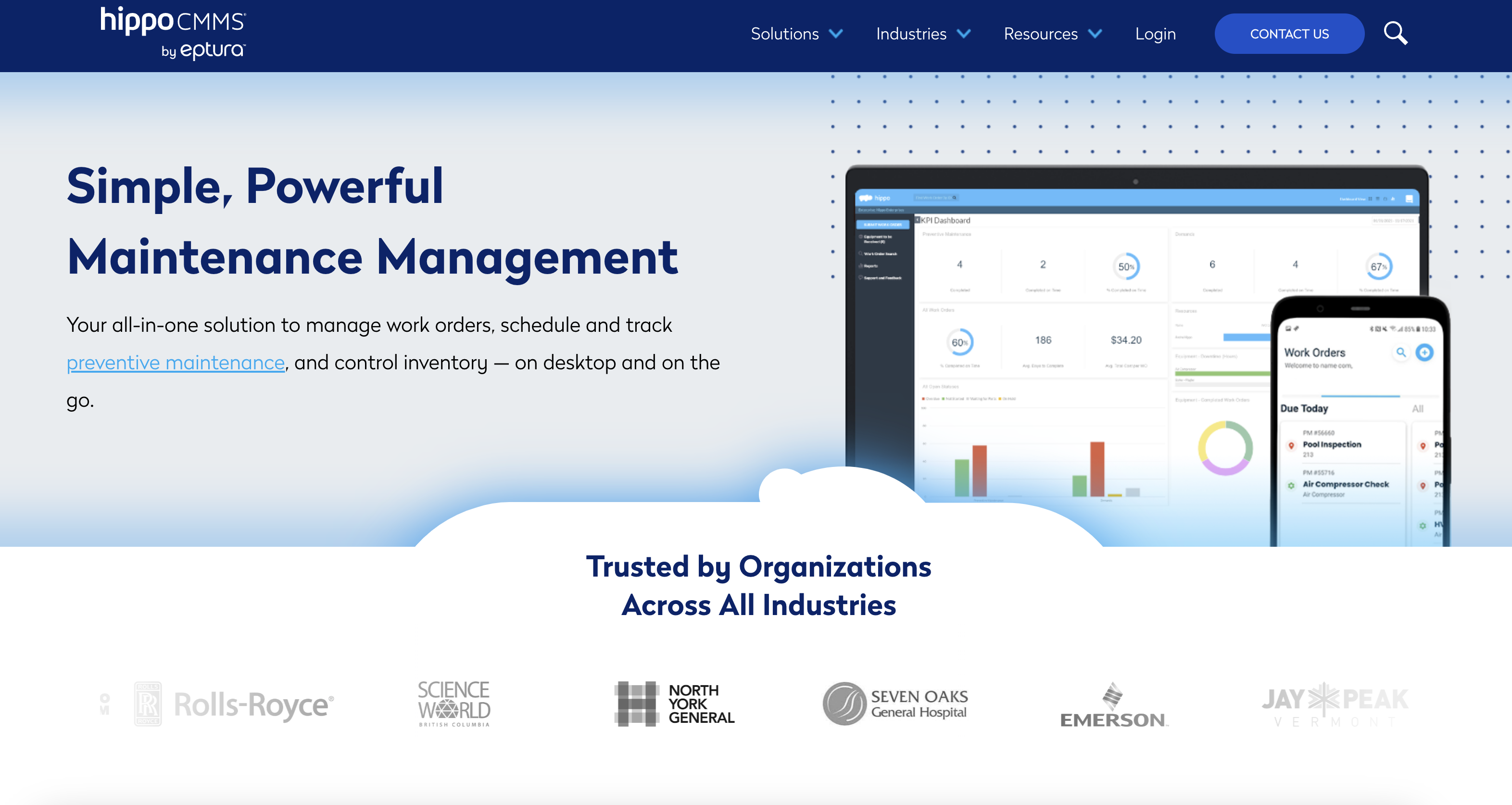 Hippo CMMS Landing Page