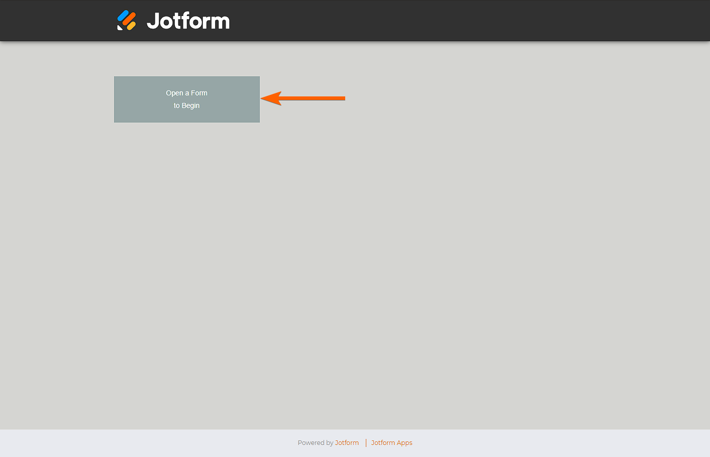 Botón para abrir el primer formulario en la Aplicación Administrador de Campos de Jotform