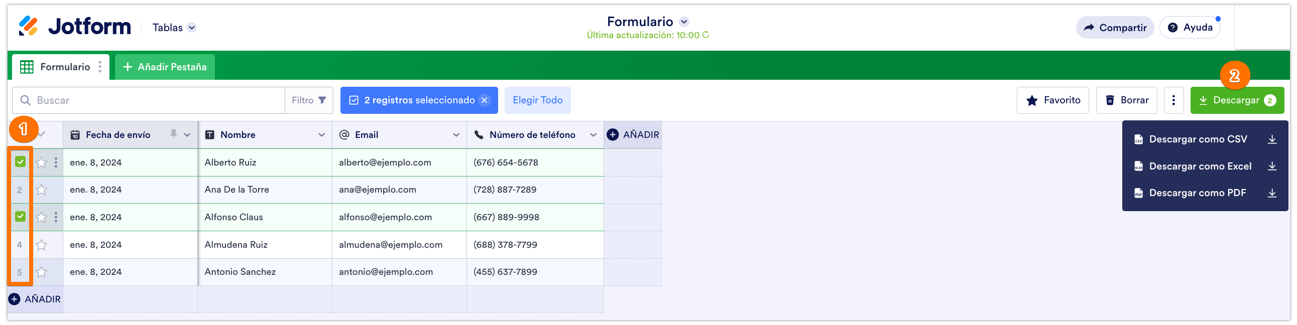 Cómo descargar envíos de formularios como Excel / CSV / PDF Image-5