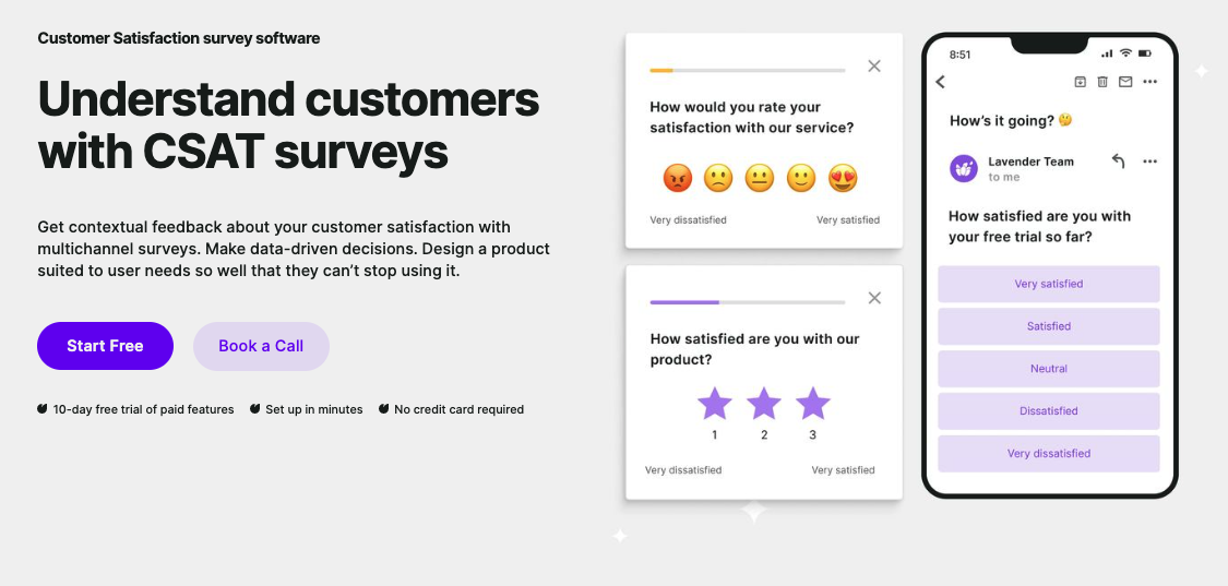 landing page of survicate