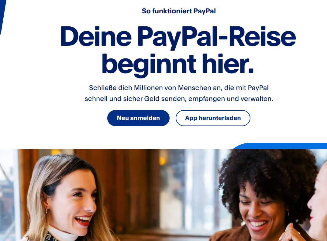 Anmeldebildschirm bei PayPal