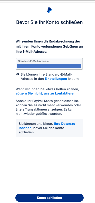 Wie man ein PayPal Geschäftskonto löscht und schließt - Bild 2