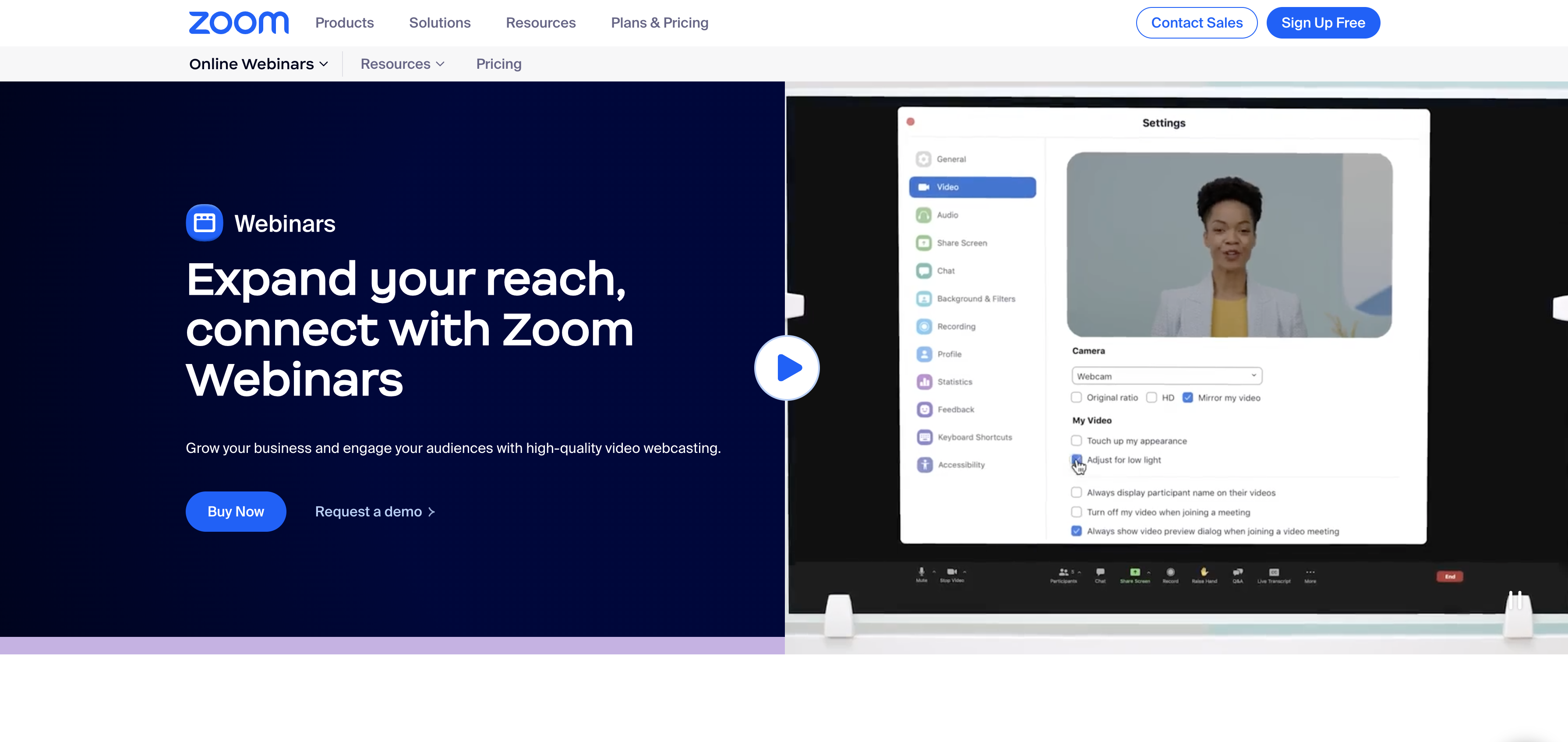 Zoom Webinars Landing Page