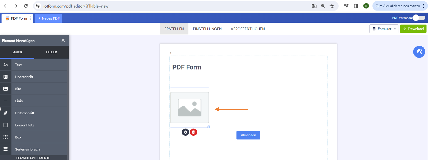 Screenshot von Hinzufügen eines Firmenlogos zu einem PDF-Formular