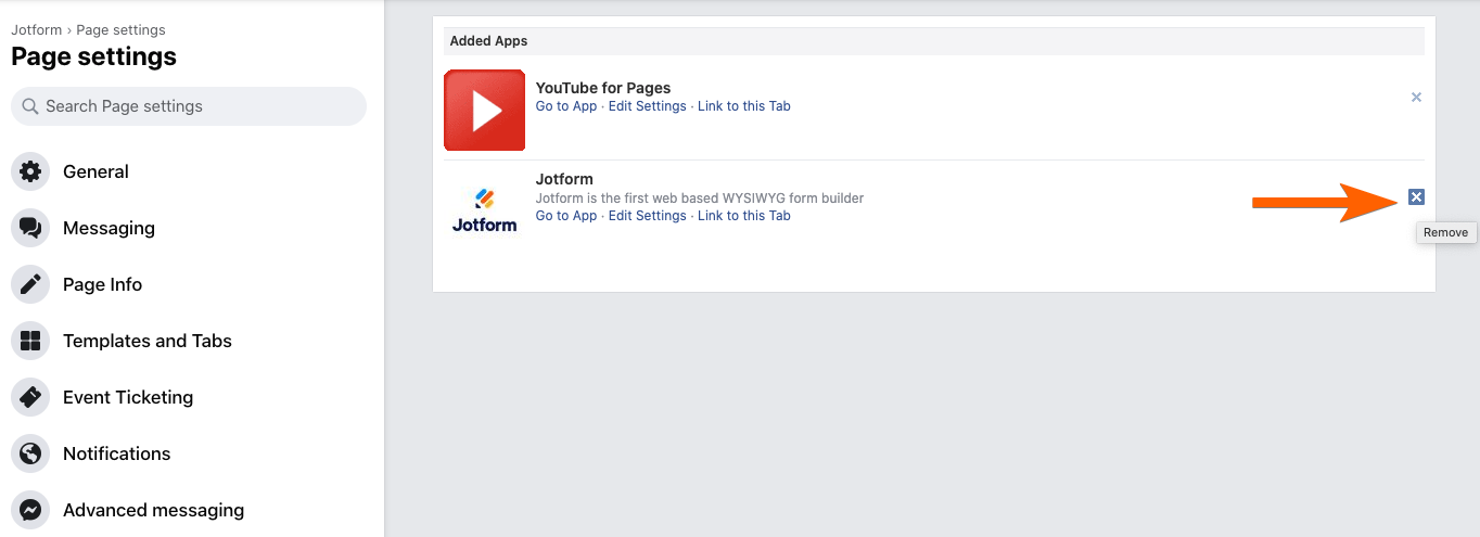Уклањање Jotform обрасца