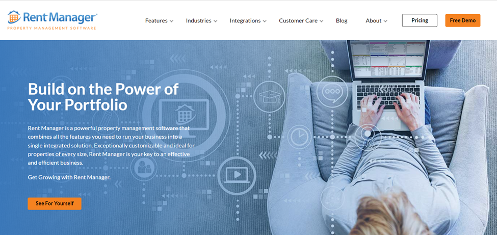 landing page of rent manager