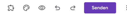 Screenshot des oberen Menüs eines Google-Formulars, einschließlich der violetten Schaltfläche "Senden" ganz rechts