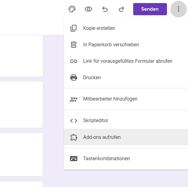 Ein Screenshot eines Google Drive-Menüs zur Auswahl von Add-ons