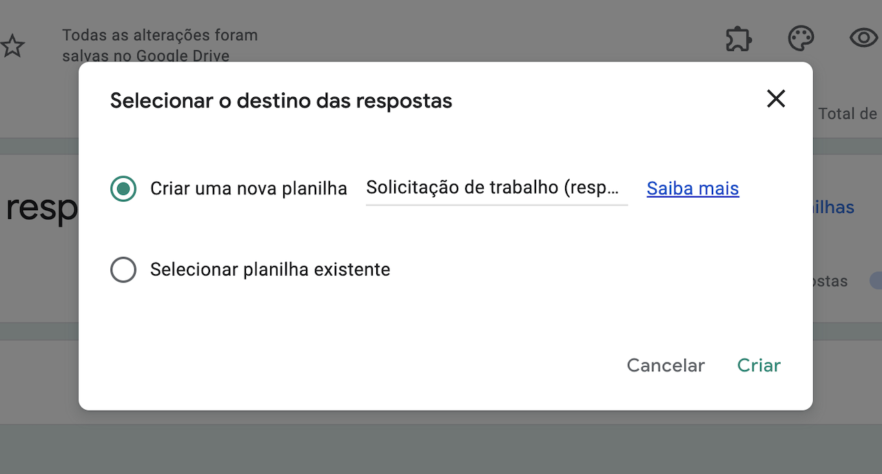Imagem do destino de resposta selecionado