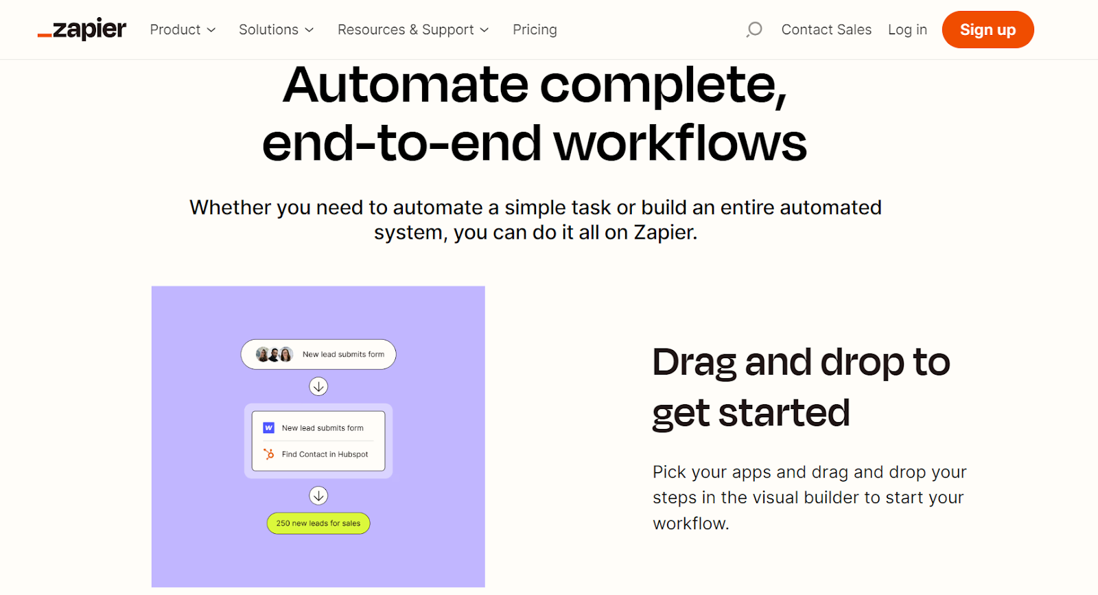 landing page of zapier