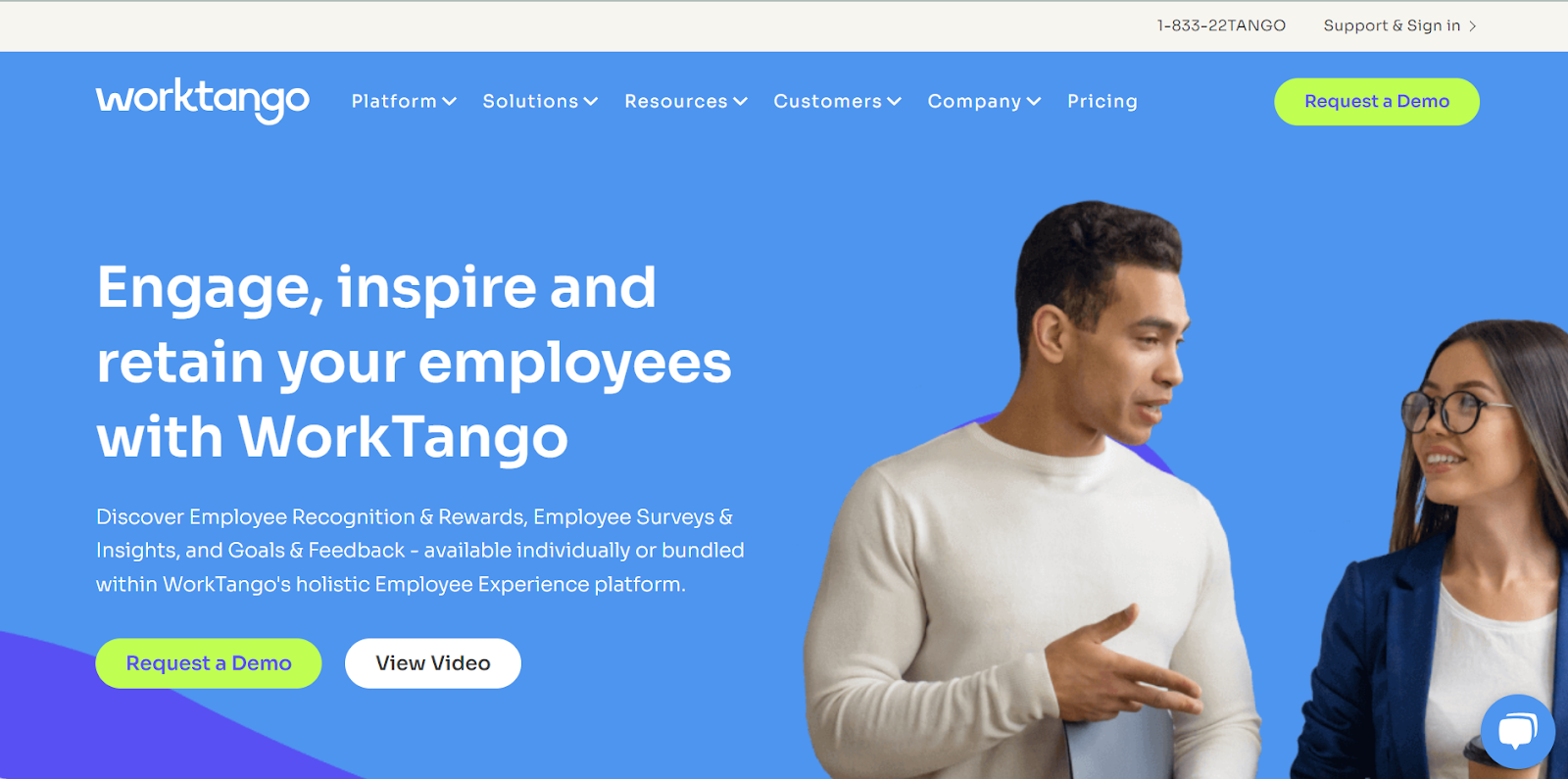 landing page of worktango