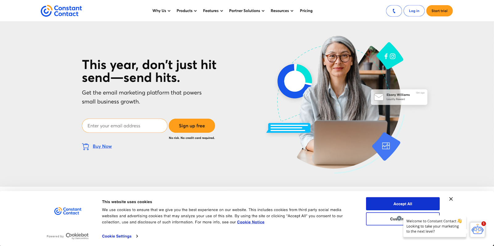 landing page of constant contact