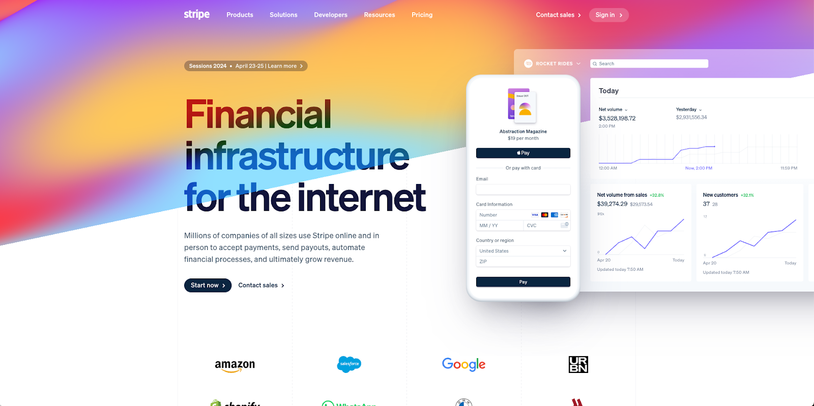 landing page of stripe