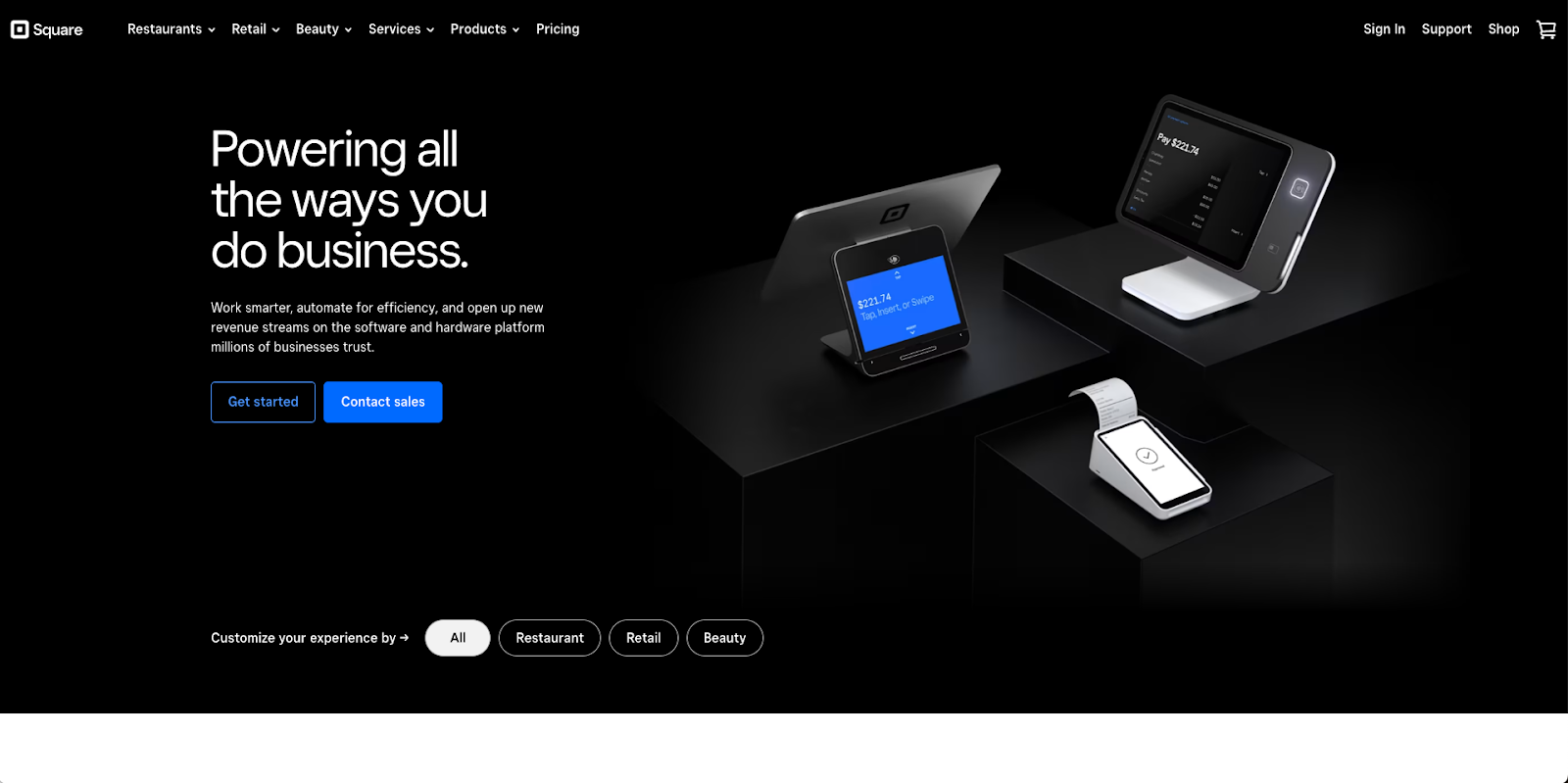 landing page of stripe